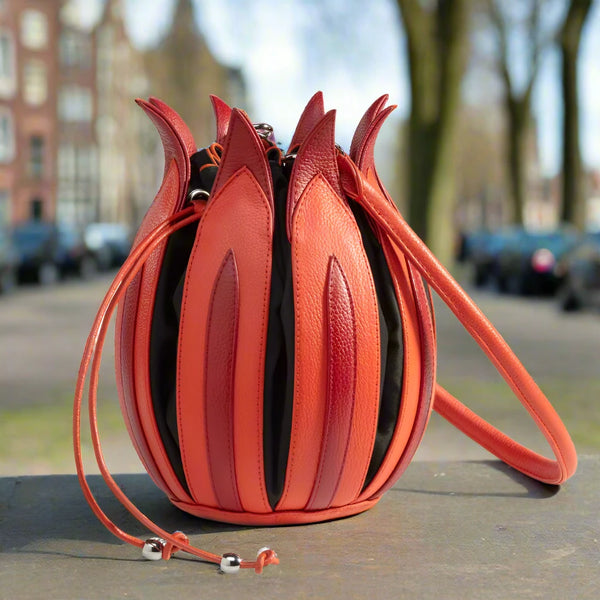 By-Lin Tulip Leather Bag - Orange, Purple, Yellow - Black lining