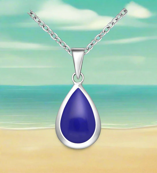 925 Sterling Silver Necklace with Cobalt Blue Stone