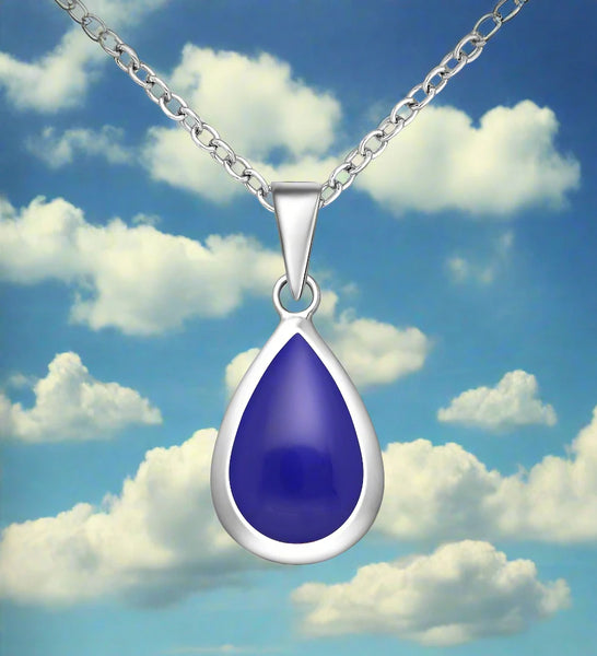 925 Sterling Silver Necklace with Cobalt Blue Stone