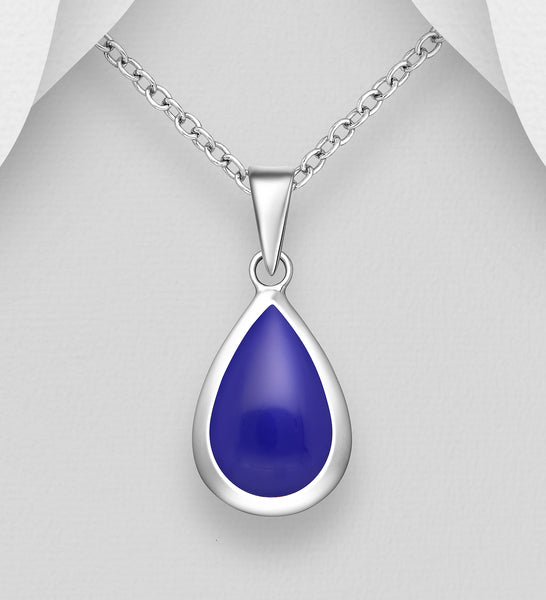 925 Sterling Silver Necklace with Cobalt Blue Stone