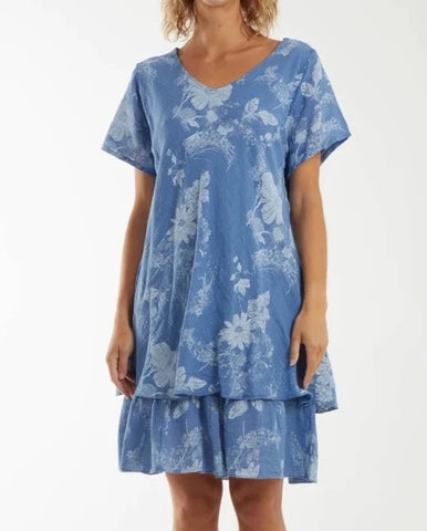 Double-Layer Sun Dress - Denim Blue
