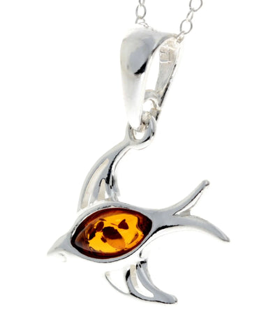 Amber 925 Silver Swallow Pendant