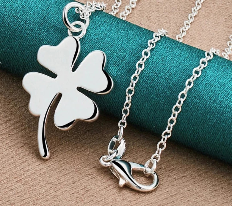 Silver 2025 clover pendant