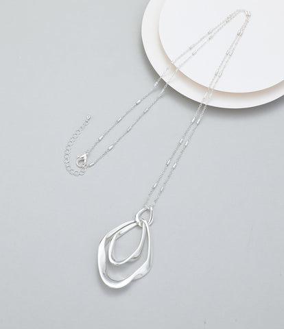 Double Oval Silver Necklace