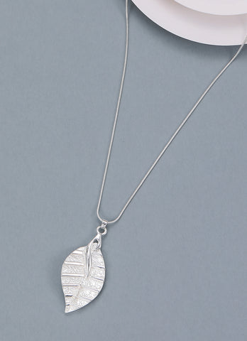 Matt Leaf Silver Necklace