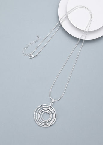 Silver Circle Necklace with Sparkle