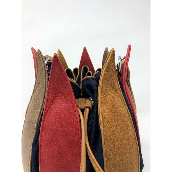 By-Lin Tulip Leather Bag - Red/Cognac/Taupe