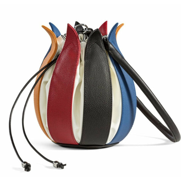 Tulip Leather Bag - Mondriaan with White Lining - Medium