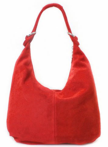 Suede Hobo Bag - Red