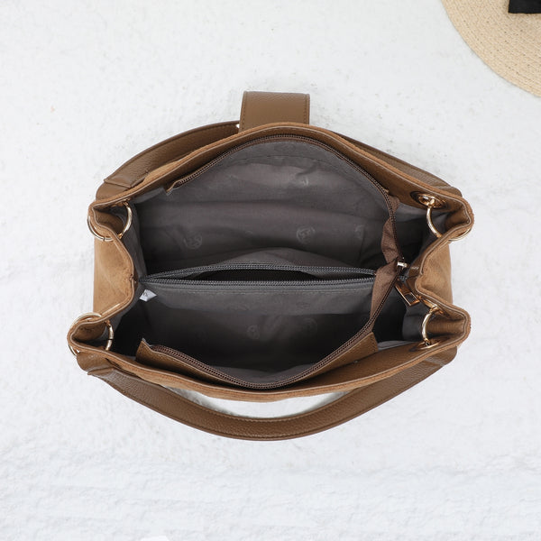 Suede-Effect Slouch Bag - Camel