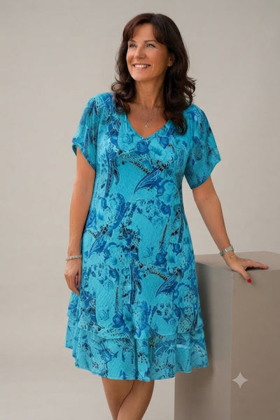 Paisley Carol Layered Dress - Aqua