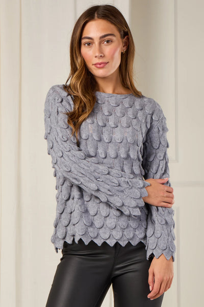3D Petal Knit - Soft Grey