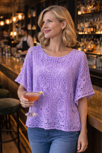 2-Piece Crochet Floral Top - Lilac