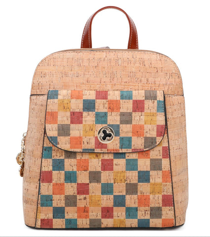 Cork Backpack with Coloured Tiles