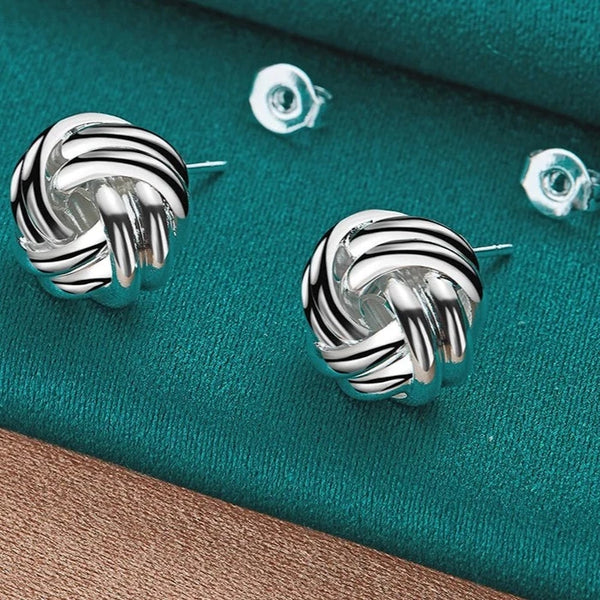 925 Sterling Silver Knot Twist Stud Earrings