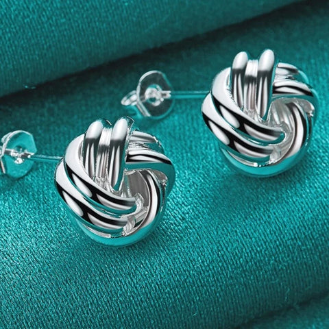 925 Sterling Silver Knot Twist Stud Earrings