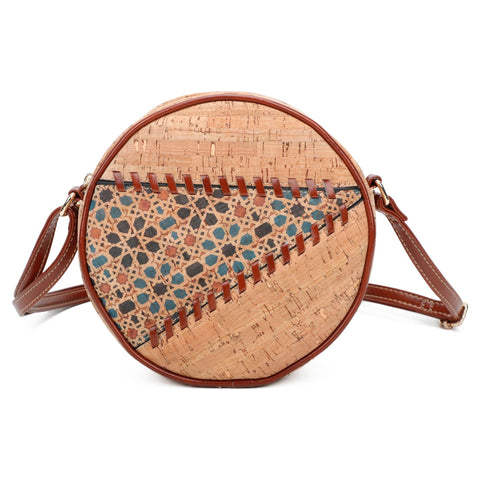 Round Cork Bag with Random Small Tiles
