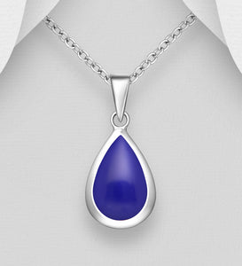 925 Sterling Silver Necklace with Cobalt Blue Stone