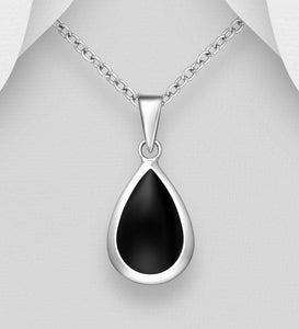 925 Sterling Silver Necklace with Black Stone