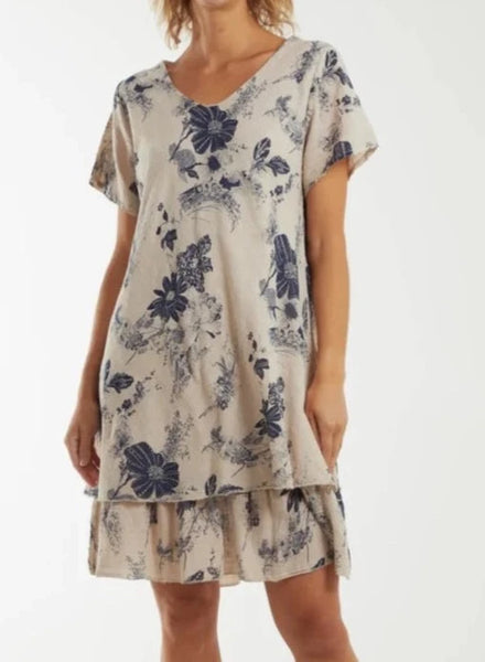 Double-Layer Cotton Dress - Stone