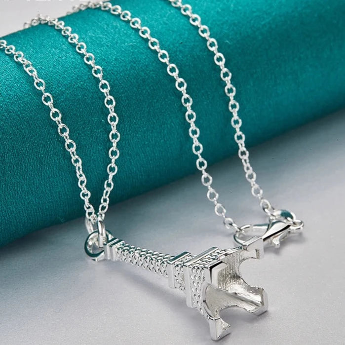 925 Sterling Silver Eiffel Tower Paris Pendant Necklace – Retail