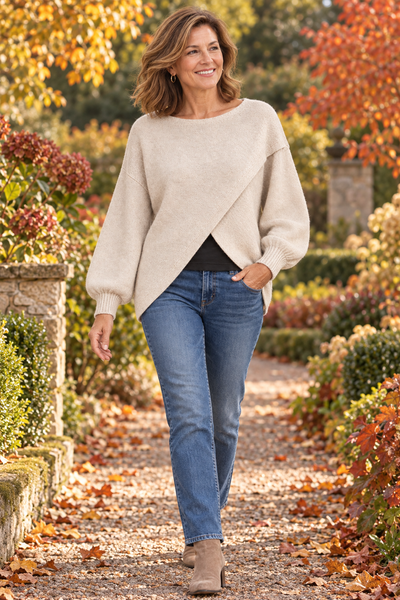 Cross Over Knit - Winter White