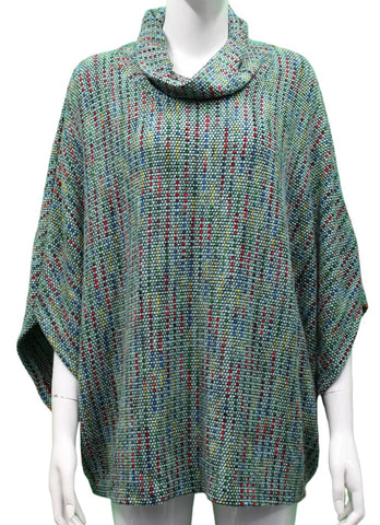 High Neck Rainbow Poncho - Sage