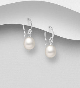 925 Sterling Silver Hook Earrings with Freshwater Pearls