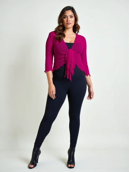 Knitted Shrug Cardigan - Raspberry