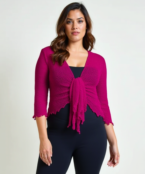 Knitted Shrug Cardigan - Raspberry
