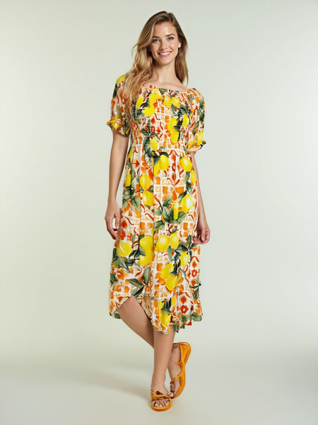Lemon Tile Dress - Orange