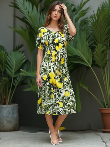 Lemon Tile Dress - Green