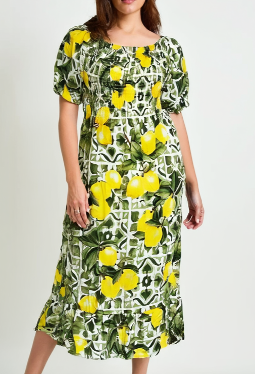 Lemon Tile Dress - Green