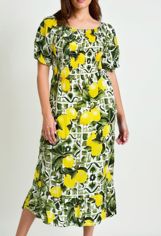 Lemon Tile Dress - Green