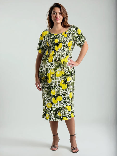 Lemon Tile Dress - Green