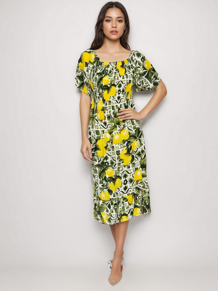 Lemon Tile Dress - Green