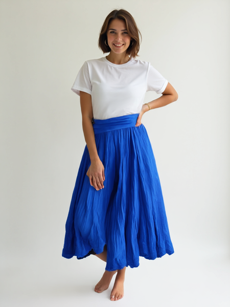 Plain Cotton Skirt - Royal Blue