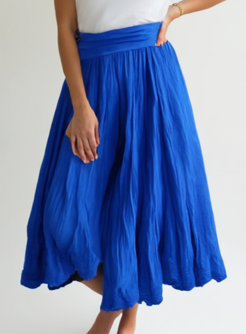 Plain Cotton Skirt - Royal Blue