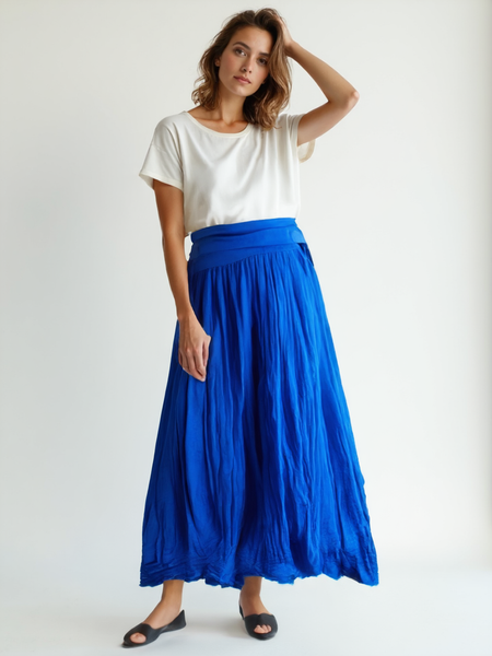 Plain Cotton Skirt - Royal Blue