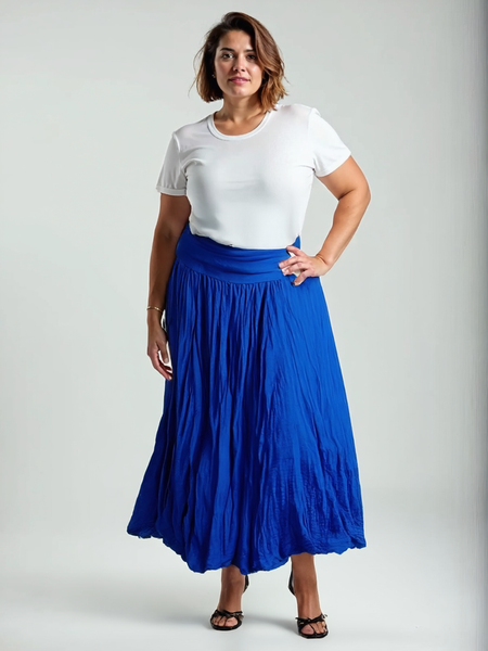 Plain Cotton Skirt - Royal Blue