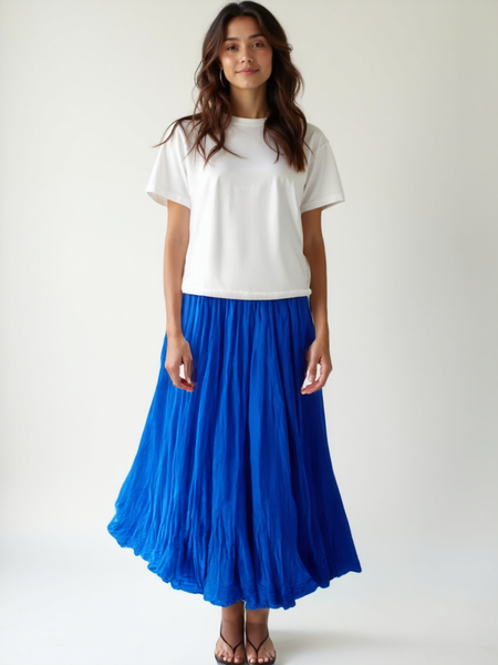 Plain Cotton Skirt - Royal Blue