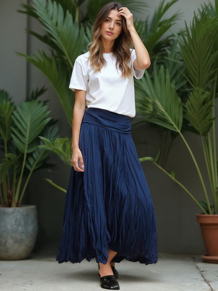 Plain Cotton Skirt - Teal
