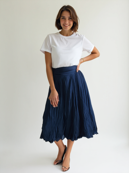Plain Cotton Skirt - Teal