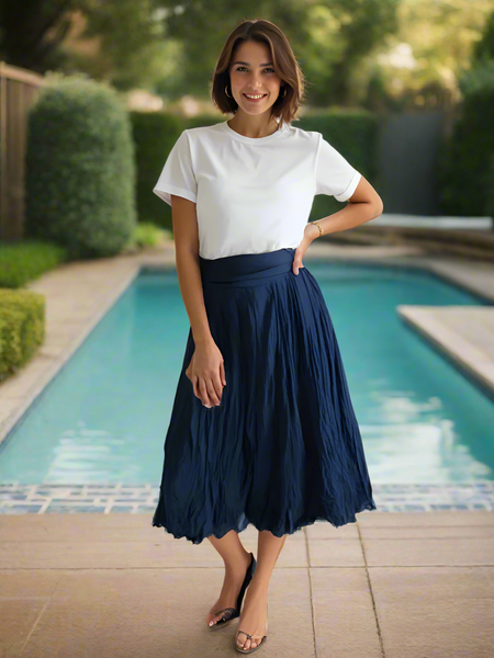 Plain Cotton Skirt - Teal