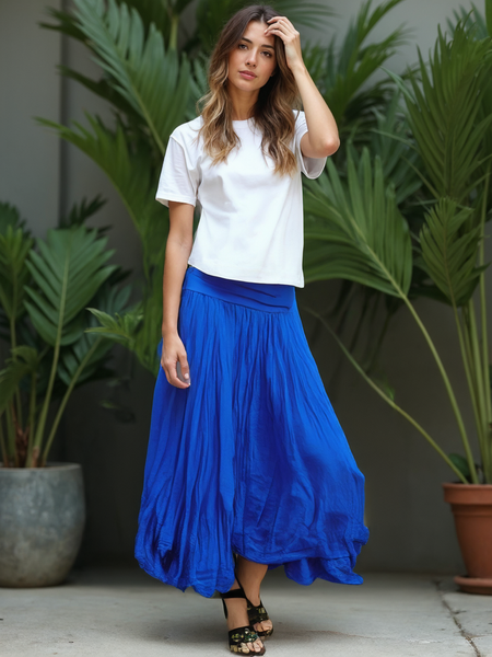 Plain Cotton Skirt - Royal Blue