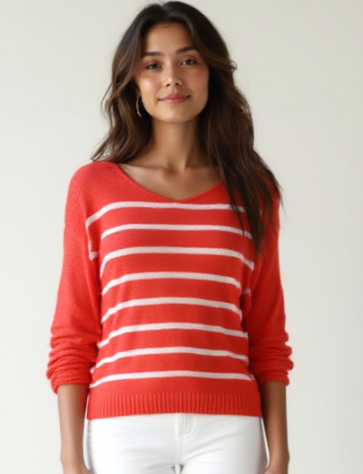 Striped Slouch Knit - Coral