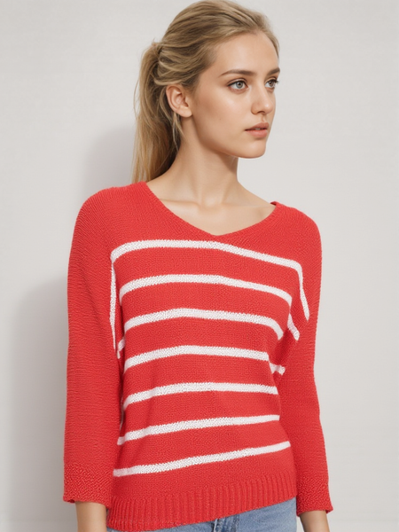 Striped Slouch Knit - Coral