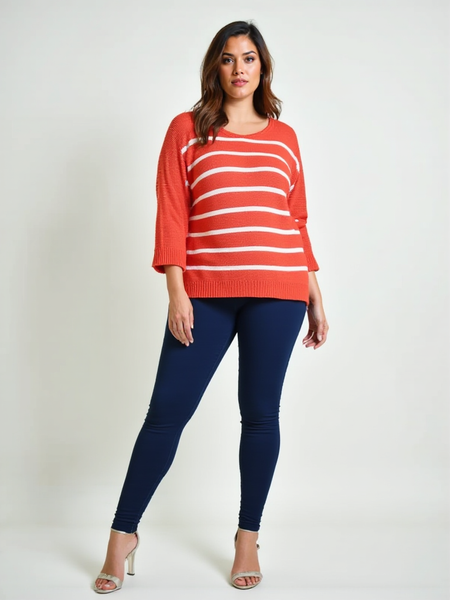 Striped Slouch Knit - Coral