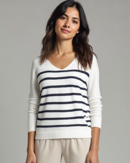 Striped Slouch Knit - White