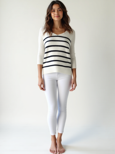 Striped Slouch Knit - White